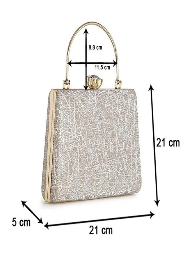 Zaib Bridal Clutch for Women - Elegant Evening Purse, Wedding Accessories, Satin Shoulder Bag for Brides, Bridesmaids, Formal Occasions, Prom, and Cocktail Parties (Silver - 50 No) - Image 3